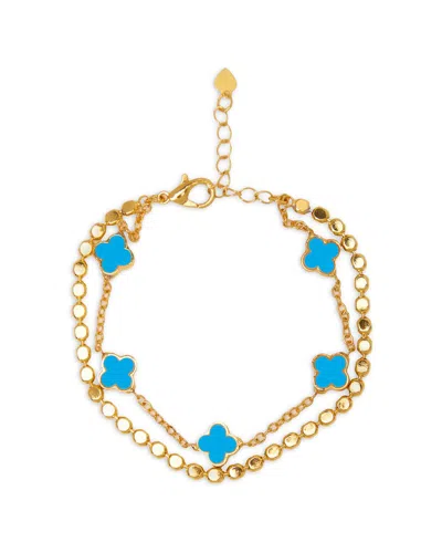 Saachi Multi Clover Charm Bracelet In Gold