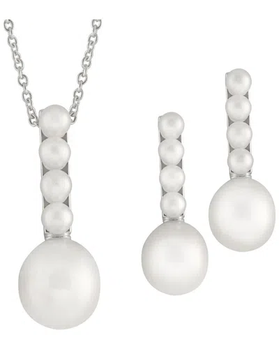Splendid Pearls Silver 8mm Pearl Set In Metallic