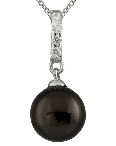 Splendid Pearls Silver 10mm Pearl Cz Pendant In Multi