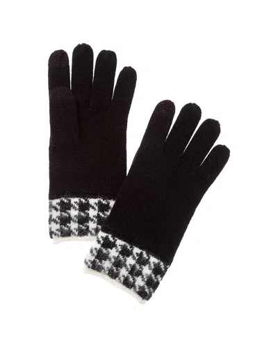 Bruno Magli Leopard Jacquard Cuff Cashmere Gloves In Black