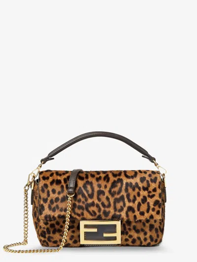 Fendi Mini Baguette Bag In Printed Ponyeffect Calfskin Leather In Multi