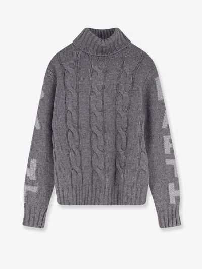 Mc2 Saint Barth Adler Wool Blend Cable Knit Turtleneck Sweater In Gray