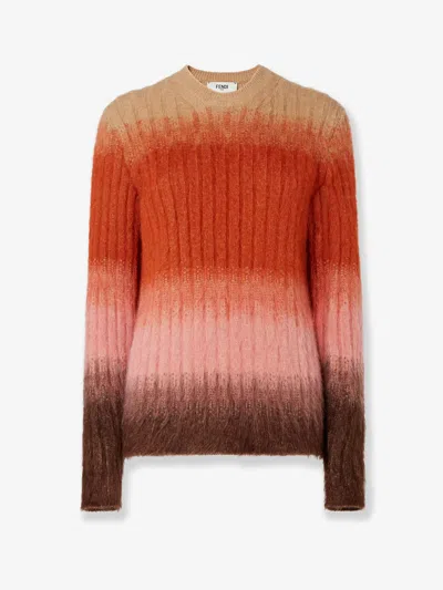 Fendi Gradient Mohair And Wool Fitted Jumper Clothing In Multi