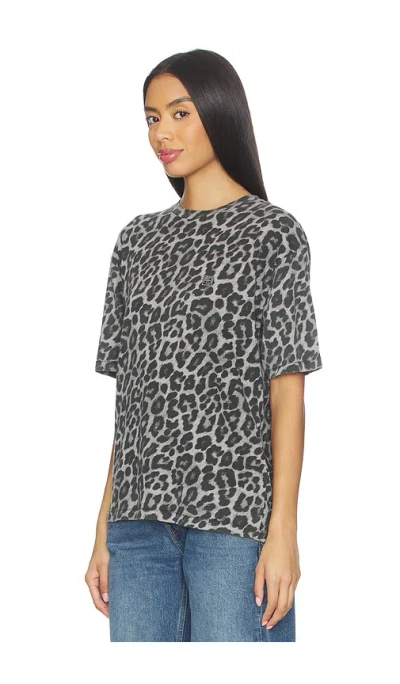 Anine Bing Animal Print Crew Neck Short Sleeve Top In Gray