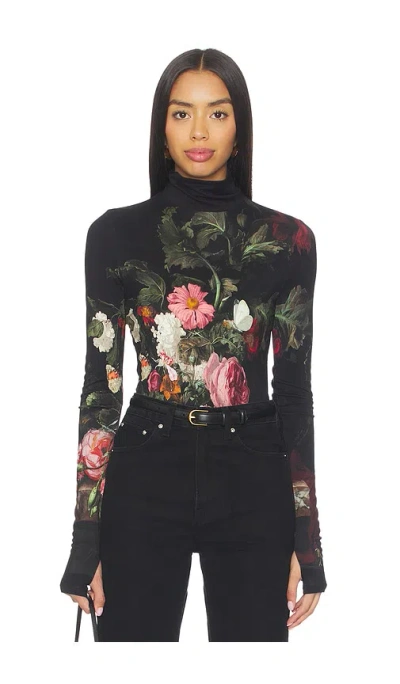 Alice And Olivia Delaina Long-sleeve Turtleneck Top In Multi