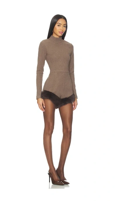 Delfi Teddy Romper In Brown