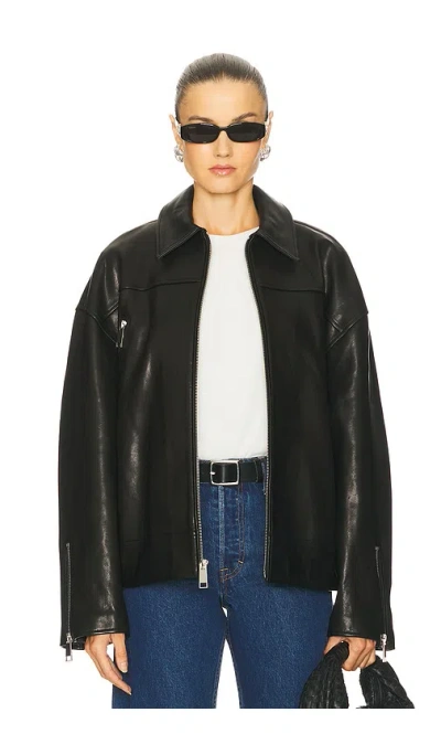 Grlfrnd Alek Leather Moto In Black