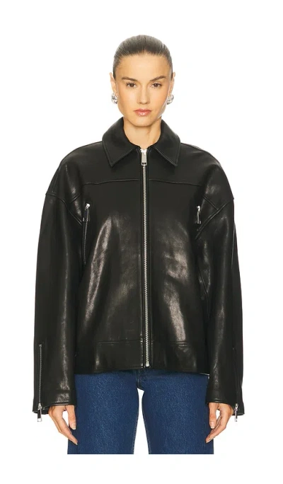 Grlfrnd Alek Leather Moto In Black