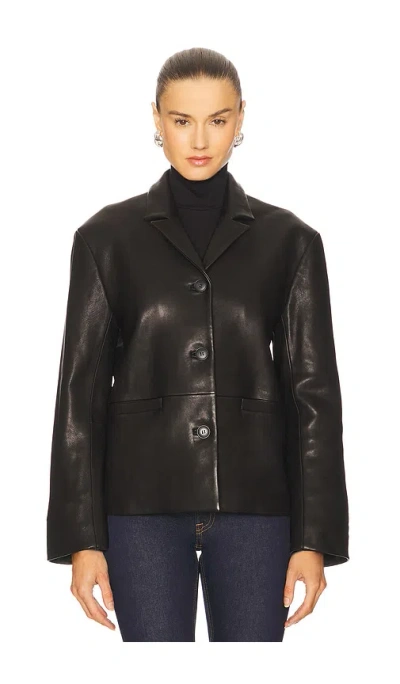 Grlfrnd Marlo Leather Blazer In Black