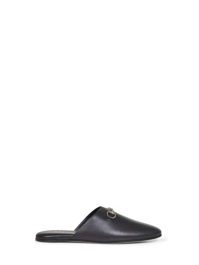 Gucci Women Black Nappa Leather Mules With Horsebit