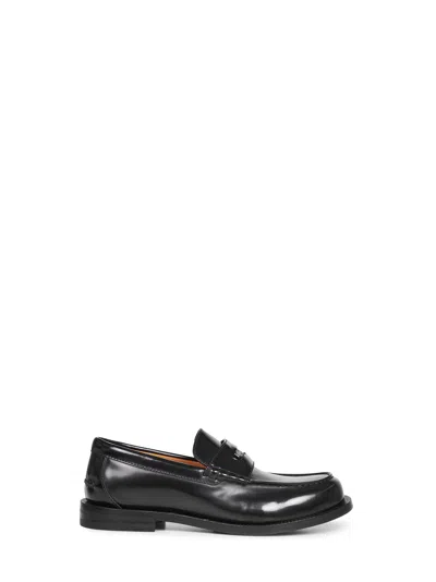 Gucci Round Toe Leather Loafers With Removable Detail In Black