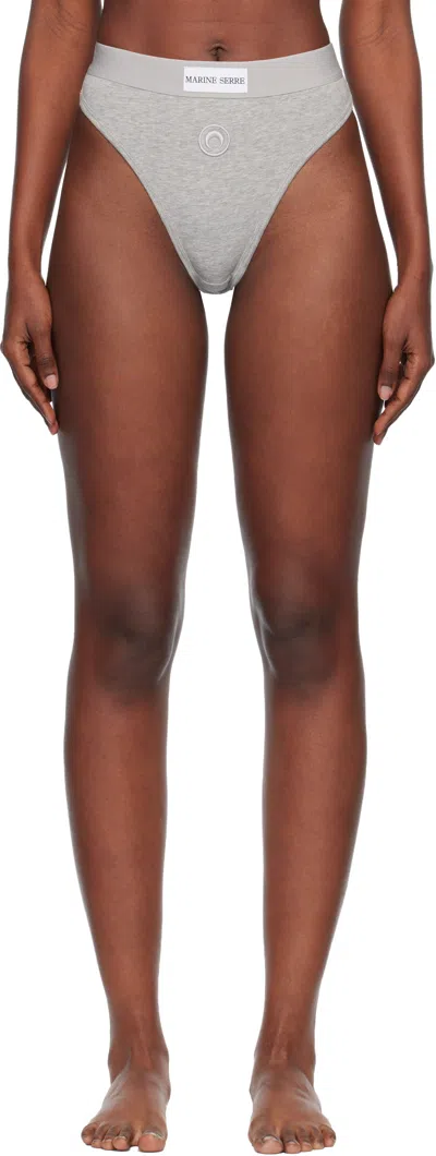 Marine Serre Gray Moon Logo Stretched Jersey High-waist Briefs In Gray