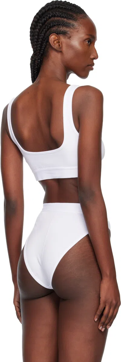 Marine Serre Stretch Jersey Sport Bra With Moon Logo In White