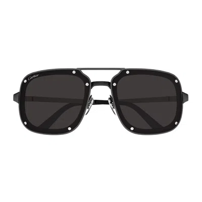Cartier Ct0194s Santos De Sunglasses In Black