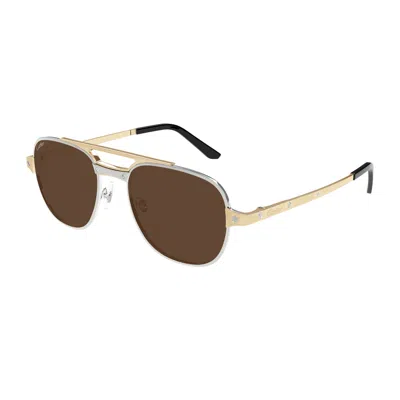 Cartier Ct0477s Santos De Sunglasses In Metallic