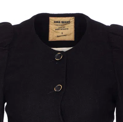 Uma Wang Distressed Frayed Hem Jacket With Front Pockets In Black