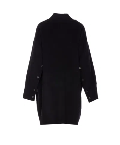 Pinko Long Coat In Double Fabric In Black