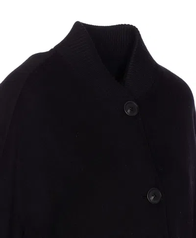 Pinko Long Coat In Double Fabric In Black