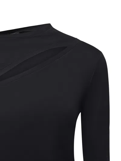 Pinko Asymmetric Long Sleeve Stretch Top In Black