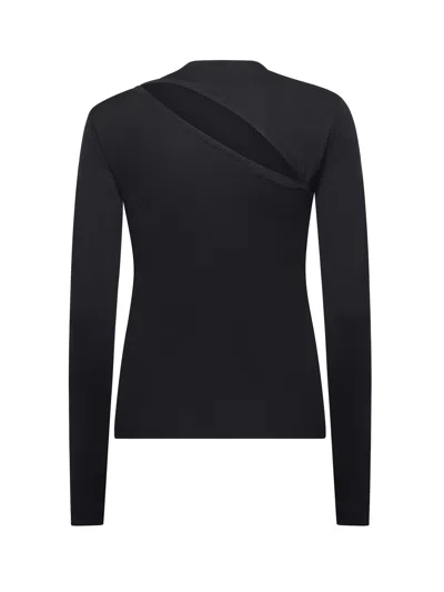 Pinko Asymmetric Long Sleeve Stretch Top In Black
