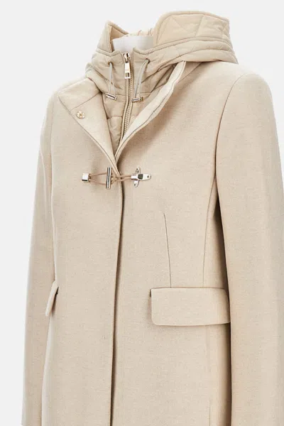 Fay Ivory Short Coat With Tailored Silhouette And Minimalist Design In Neutral