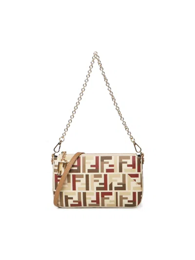 Fendi Pouch With Chain In Multicolor Ff Fabric In Multi