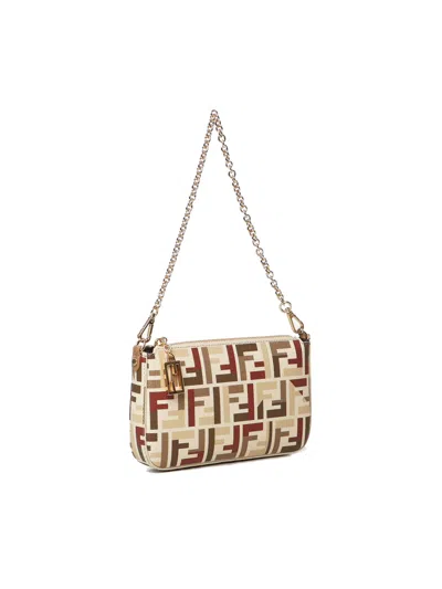Fendi Pouch With Chain In Multicolor Ff Fabric In Multi