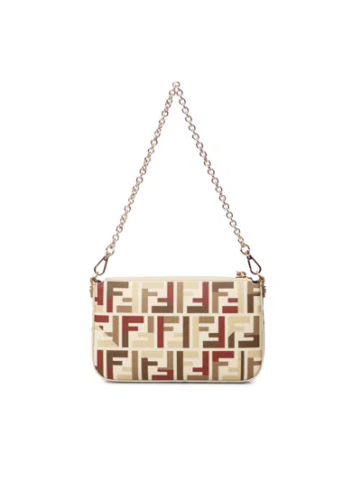 Fendi Pouch With Chain In Multicolor Ff Fabric In Multi
