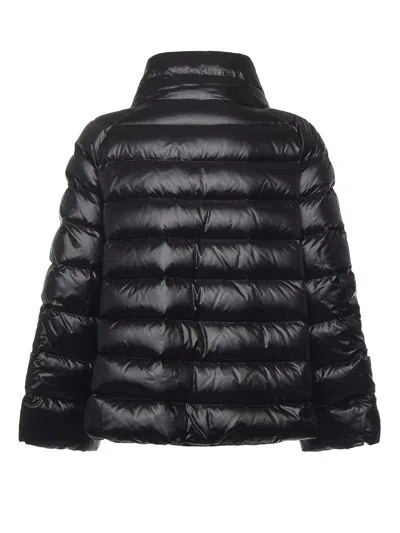 Fay Glossy Quilted Down Coat With Structured Collar In Black