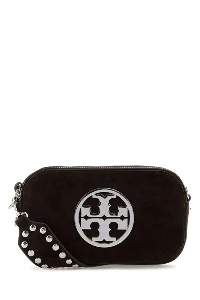 Tory Burch Mini Miller Logo-studded Suede Crossbody Bag In Brown