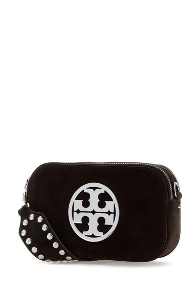 Tory Burch Mini Miller Logo-studded Suede Crossbody Bag In Brown
