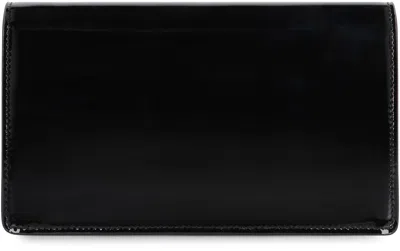 Versace Patent Leather Wallet On Chain In Brown