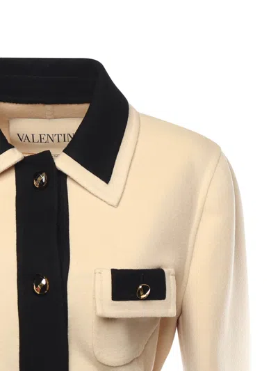 Valentino Ivory Black Single-breasted Coat In Multi
