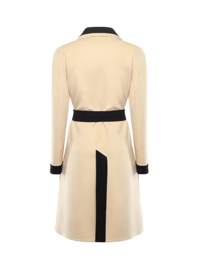 Valentino Ivory Black Single-breasted Coat In Multi