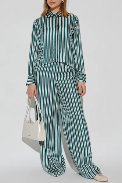 Max Mara Printed Silk Cropped Shirt In Green