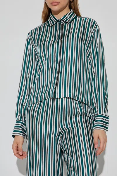 Max Mara Printed Silk Cropped Shirt In Green