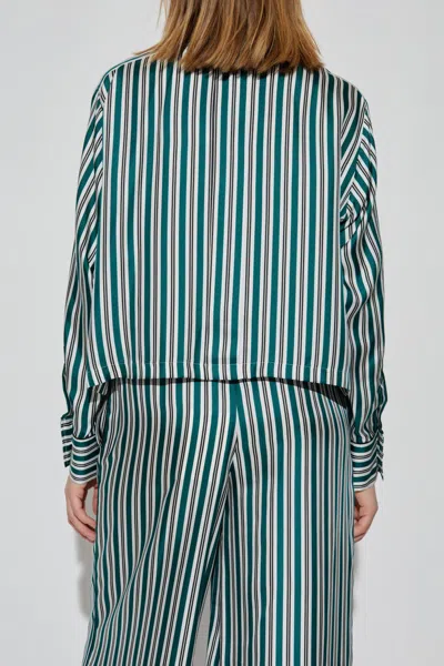 Max Mara Printed Silk Cropped Shirt In Green