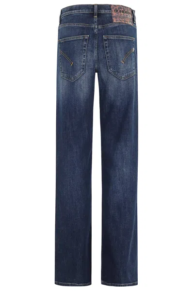 Dondup Medium Blue Straight-leg Jeans With Button Closure In Blue