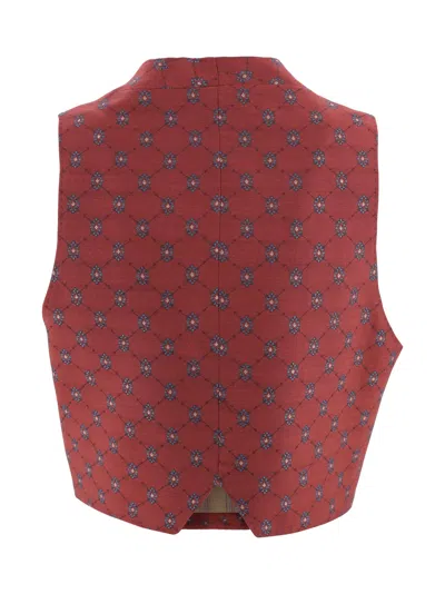 Etro Patterned Single-buttoned Vest In Red