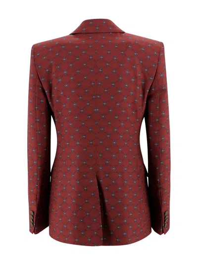 Etro Double-breasted Blazer With Micro Pattern In Red