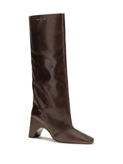 Coperni Bridget 90 Leather Knee-high Boots In Brown