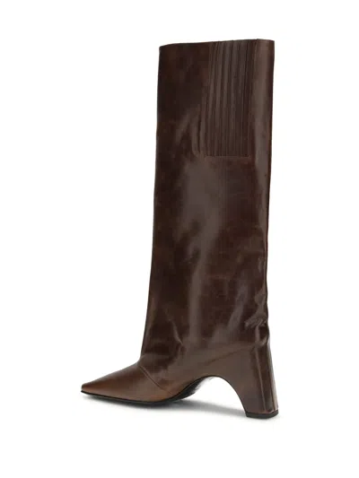 Coperni Bridget 90 Leather Knee-high Boots In Brown