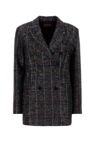 Missoni Double-breasted Checked Blazer Featuring Sequins In Multi