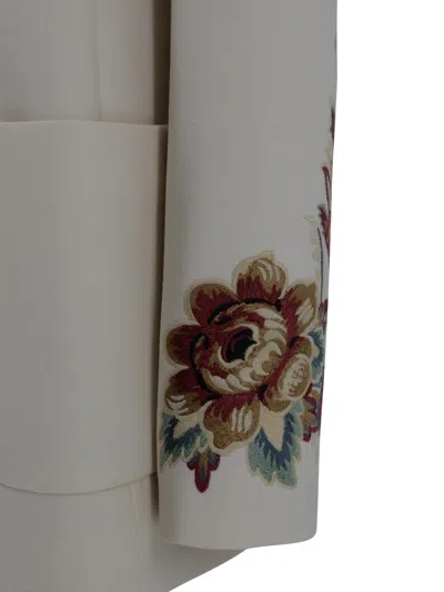 Etro Tailored Wool Blend Jacket With Floral Embroideries In White