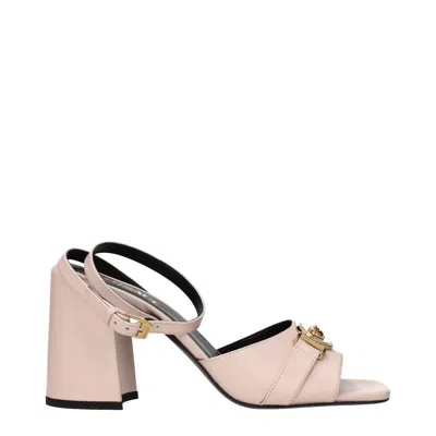 Versace Pink Leather Platforms In Pink