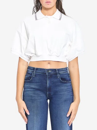 Alexander Wang Alexanderwang. T Relaxed Cropped Cinched Polo Top In White
