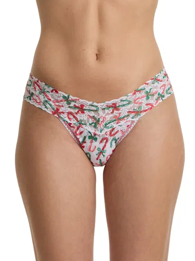 Hanky Panky Printed Signature Lace Original Rise Thong In Black