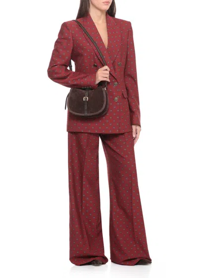 Etro Suede Leather Shoulder Bag With Removable Strap In Brown