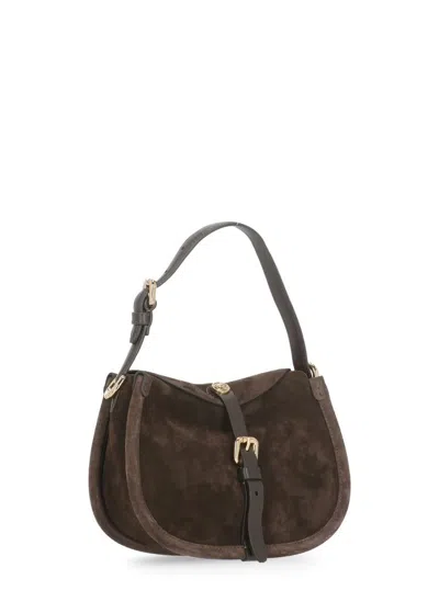 Etro Suede Leather Shoulder Bag With Removable Strap In Brown