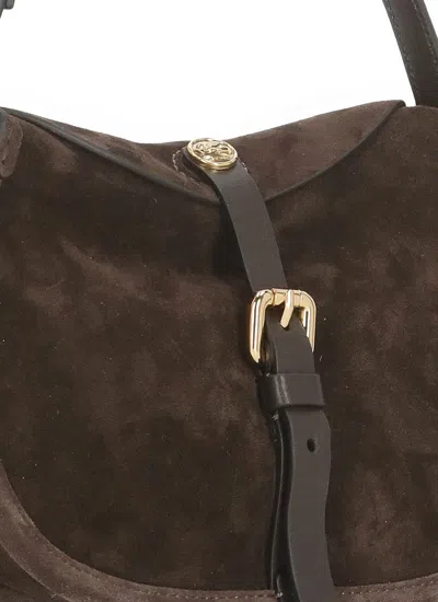 Etro Suede Leather Shoulder Bag With Removable Strap In Brown